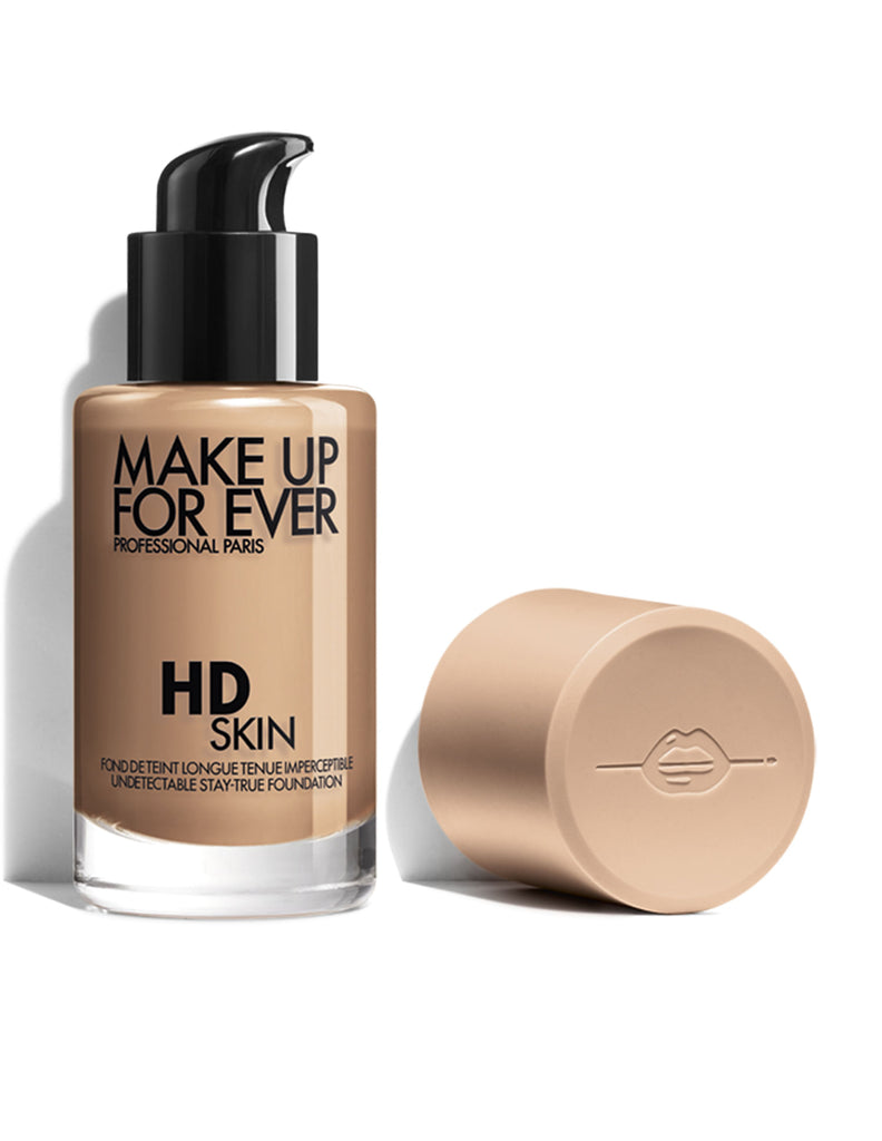 MAKE UP FOR EVER HD Skin Foundation 2N34 Honey with pump and cap – studio lighting