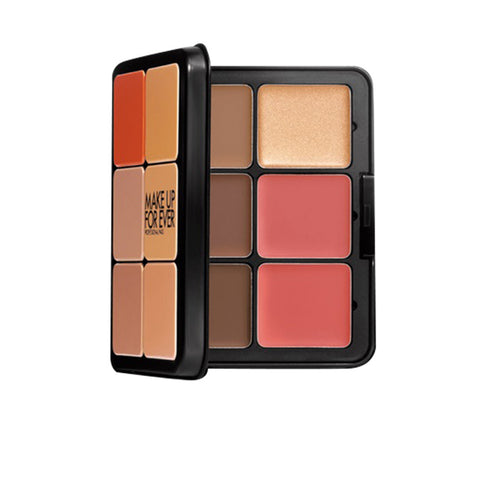 Close-up of Make Up For Ever HD Skin Face Palette showing the creamy texture and colour range