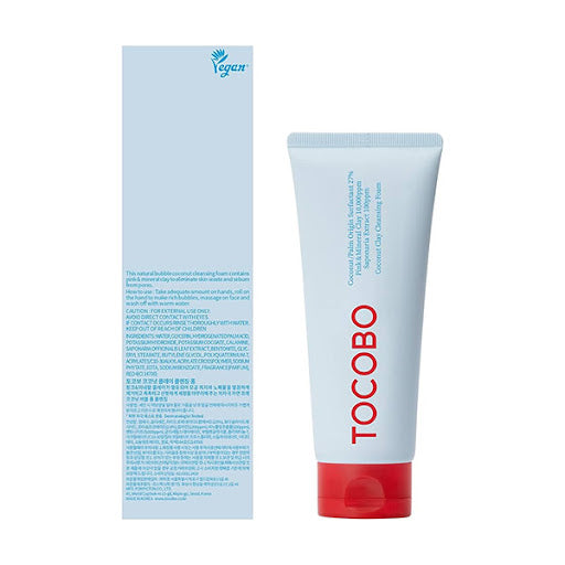Tocobo Coconut Clay Cleansing Foam 150 ml tube front view with pink clay formula