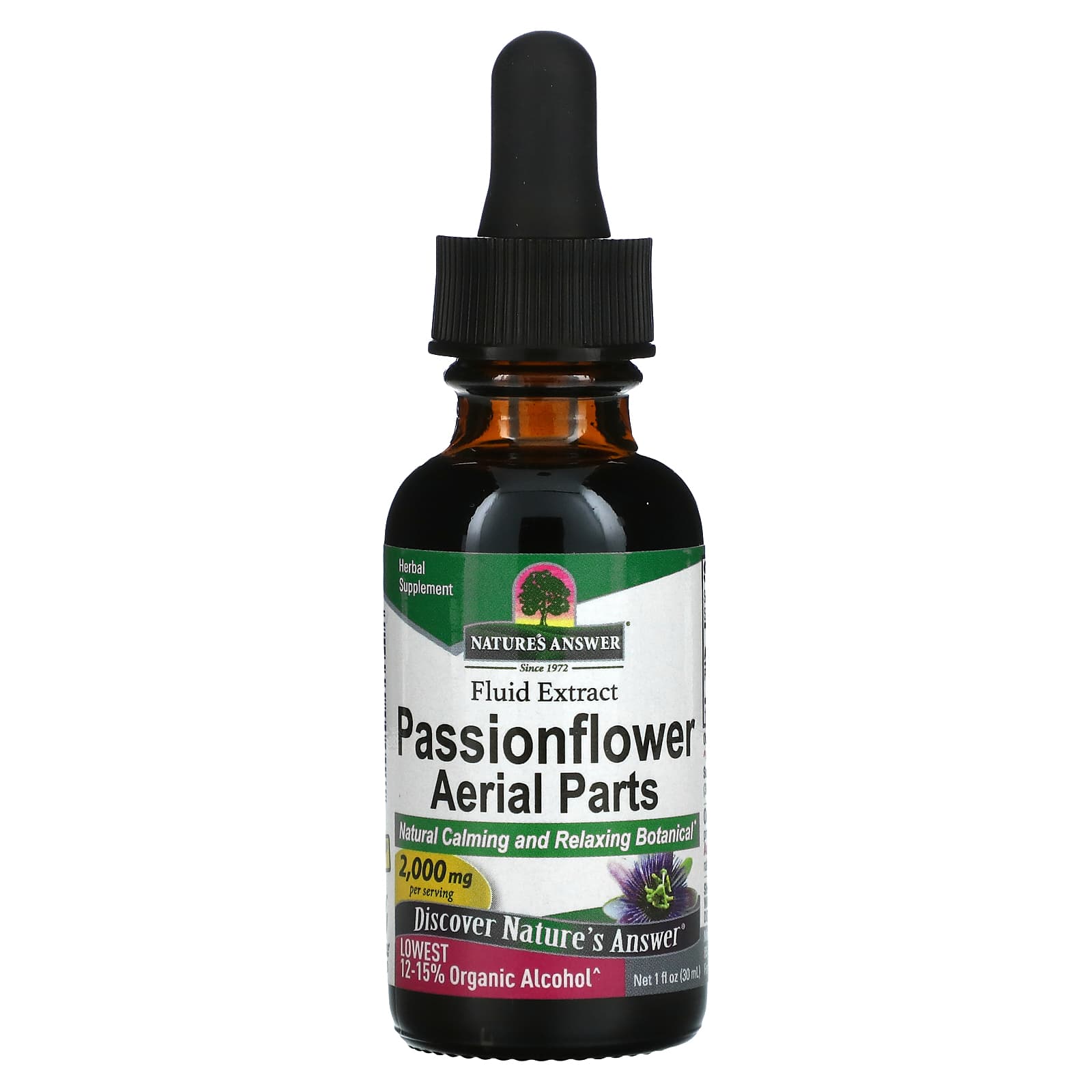 Natures Answer Passion Flower Extract 2000mg 30ml bottle front view with label