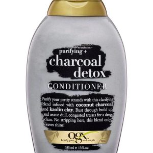 Ogx Charcoal Detox Conditioner 385ml front bottle with charcoal-infused formula