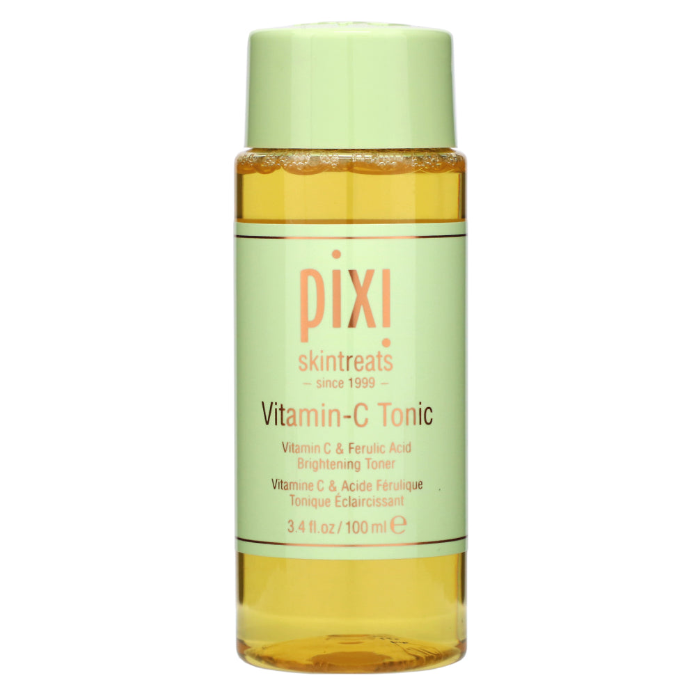 Pixi Vitamin C Tonic Brightening Toner in a clear glass bottle with orange label, 100ml size