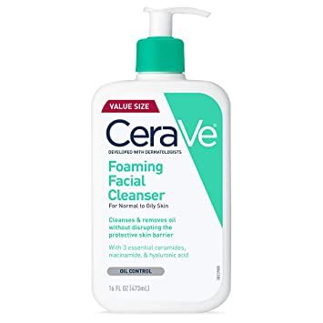 CeraVe Foaming Facial Cleanser 16oz bottle with blue and white label, front view