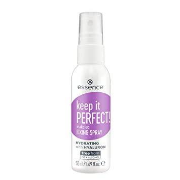 essence keep it perfect make-up fixing spray 50ml bottle on white background