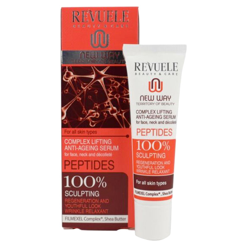 Revuele Complex Lifting Anti-Aging Serum in a white bottle with gold accents, 35ml size