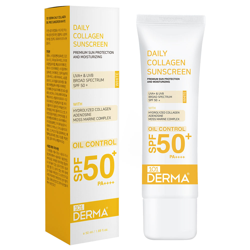 101 Derma Daily Collagen Oil Free Sunscreen white bottle front view