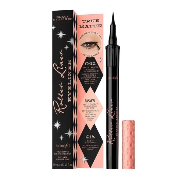 Benefit Roller Liner Liquid Eyeliner in Black, 1ml, with precision felt tip applicator