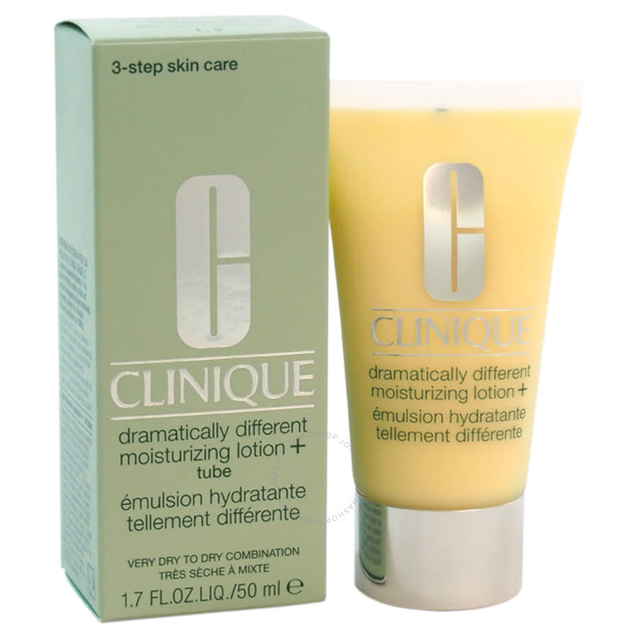 Clinique Dramatically Different Moisturizing Lotion in a white tube with green accents, 1.7 oz size