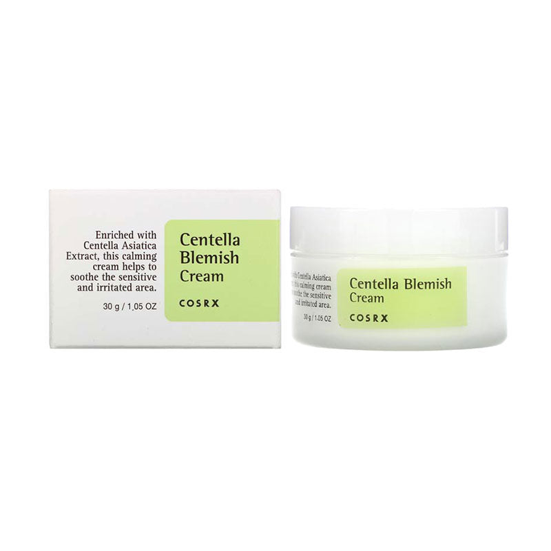 Cosrx Centella Blemish Cream 30G tube packaging with green and white design