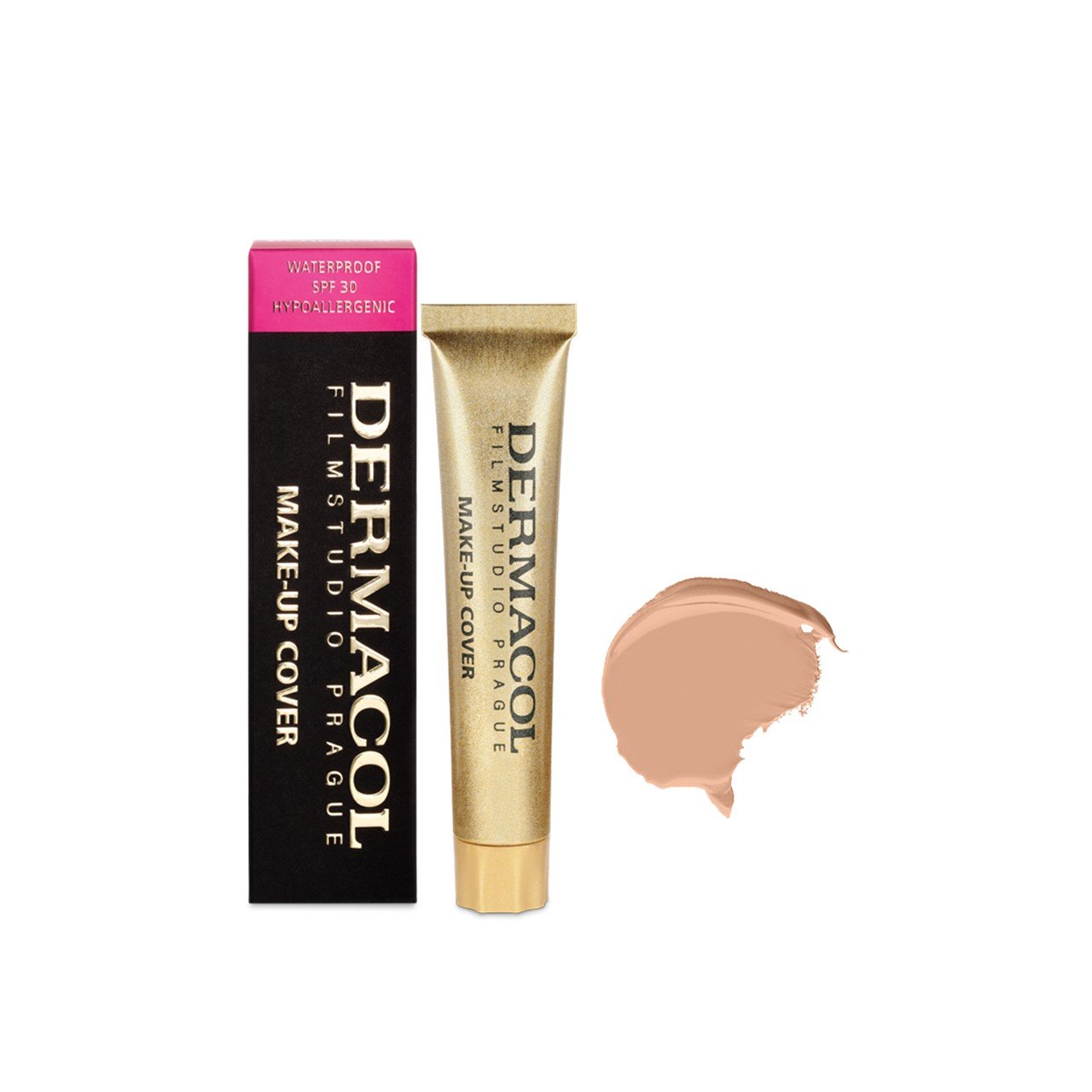 MAC Dermacol Make-Up Cover Foundation SPF30 210 in a sleek tube with gold accents