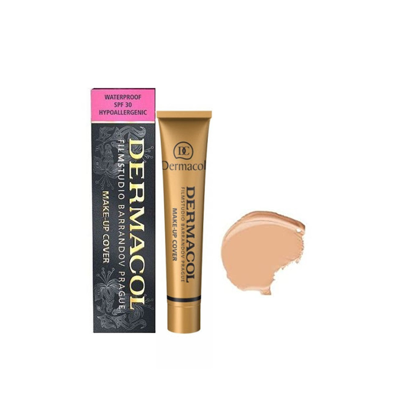Dermacol Make-Up Cover Foundation SPF30 in shade 212, 30g tube packaging on white background