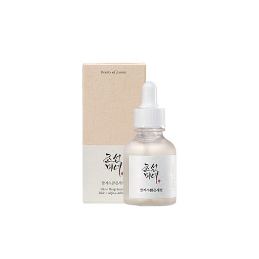 Beauty of Joseon Rice + Alpha Arbutin Glow Deep Serum 30ml bottle, minimalist packaging with rice illustration