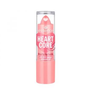 essence Heart Core Fruity Lip Balm in Wild Watermelon, heart-shaped core visible