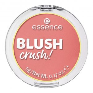 essence Powder Blush Blush Crush in Deep Rose, a rich pink powder blush with a velvety finish in a compact case