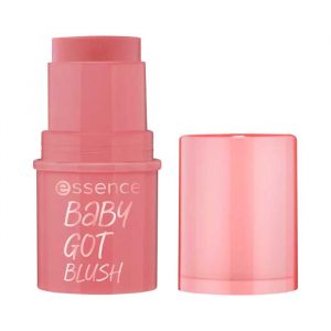 Essence Baby Got Blush Stick in shade 30 Rose All Day, a creamy pink blush stick with a twist-up design on a white background