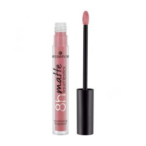 essence Liquid Lipstick 8h Matte in shade 04 Rosy Nude, full-size tube with rose gold cap and doe-foot applicator