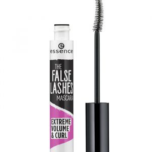 essence False Lashes Mascara in sleek black tube with the brand logo and curved wand visible