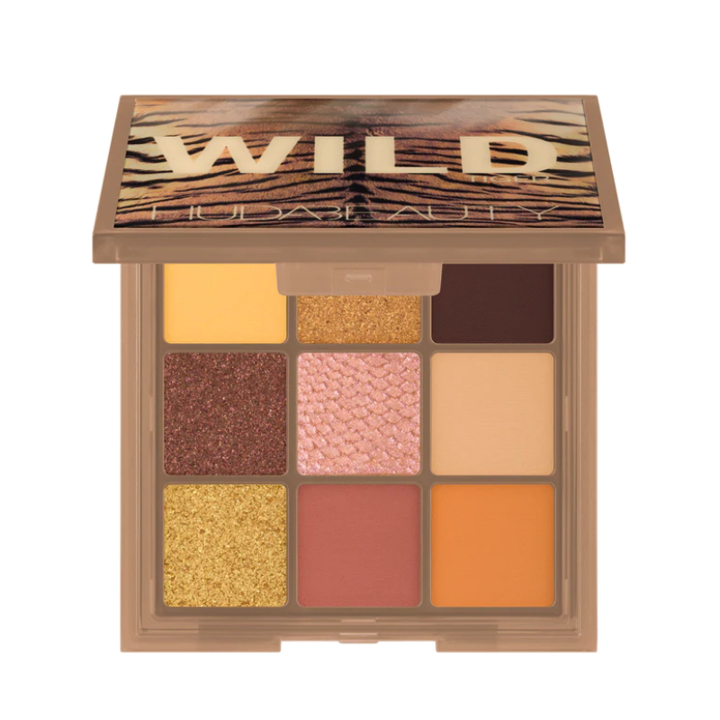 Huda Beauty Wild Tiger Obsessions Eyeshadow Palette 7.5g – compact palette with nine warm-toned shades and a 3D python-print shadow