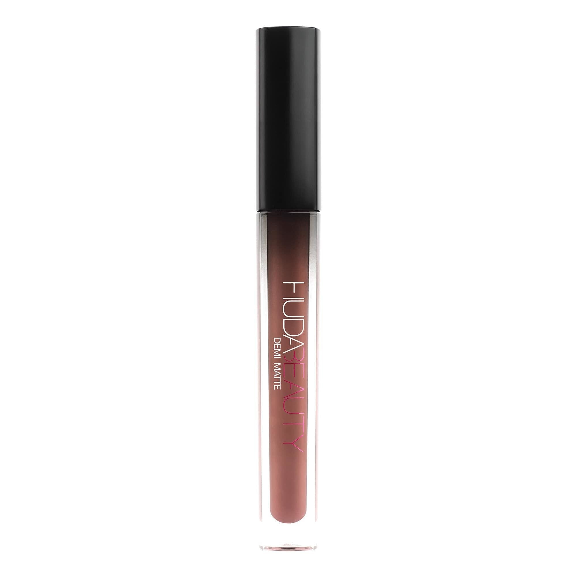 Huda Beauty Demi Matte Cream Lipstick in Revolutionnaire, a waterproof long-lasting lipstick with a demi-matte finish, 6.5ML tube packaging