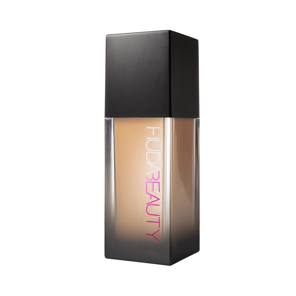 Huda Beauty FauxFilter Foundation bottle with luminous matte finish and life-proof claims