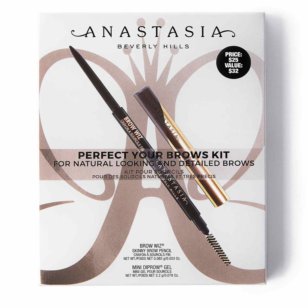 Anastasia Perfect Your Brows Kit Taupe – compact gift set with mini DIPBROW® Gel and full-size Brow Wiz®