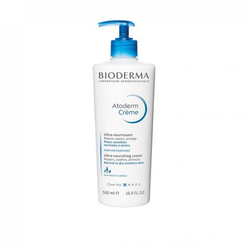 Bioderma Atoderm Crème Ultra-Nourishing Cream 500ml – white and blue pump bottle on clean background