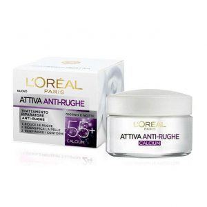 L'Oreal Paris Activate Anti Wrinkle 55+ day moisturiser in a white and silver jar, 50ml size