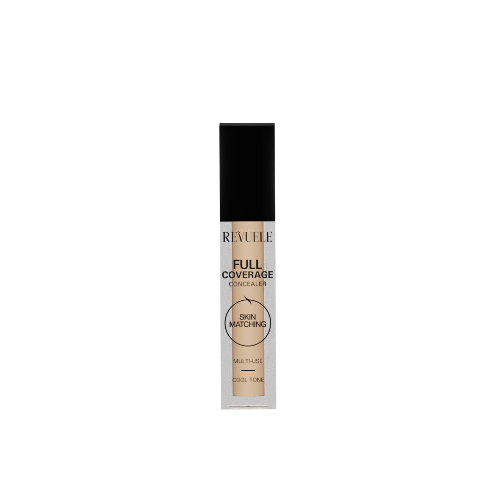 Revuele Full Coverage Liquid Concealer in Cool Tone, with sleek tube and precision applicator