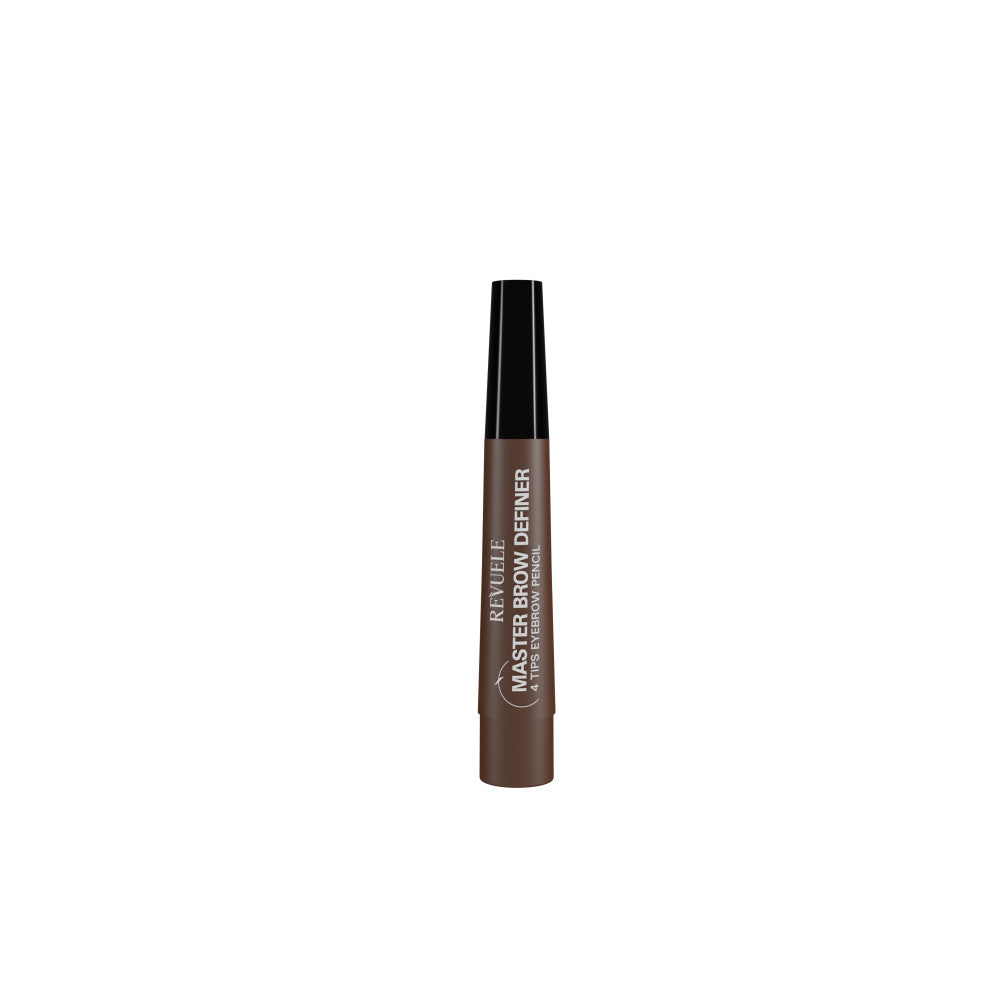 Revuele 4 Tips Eyebrow Pencil in Medium - close-up of the ultra-thin tip and pencil body
