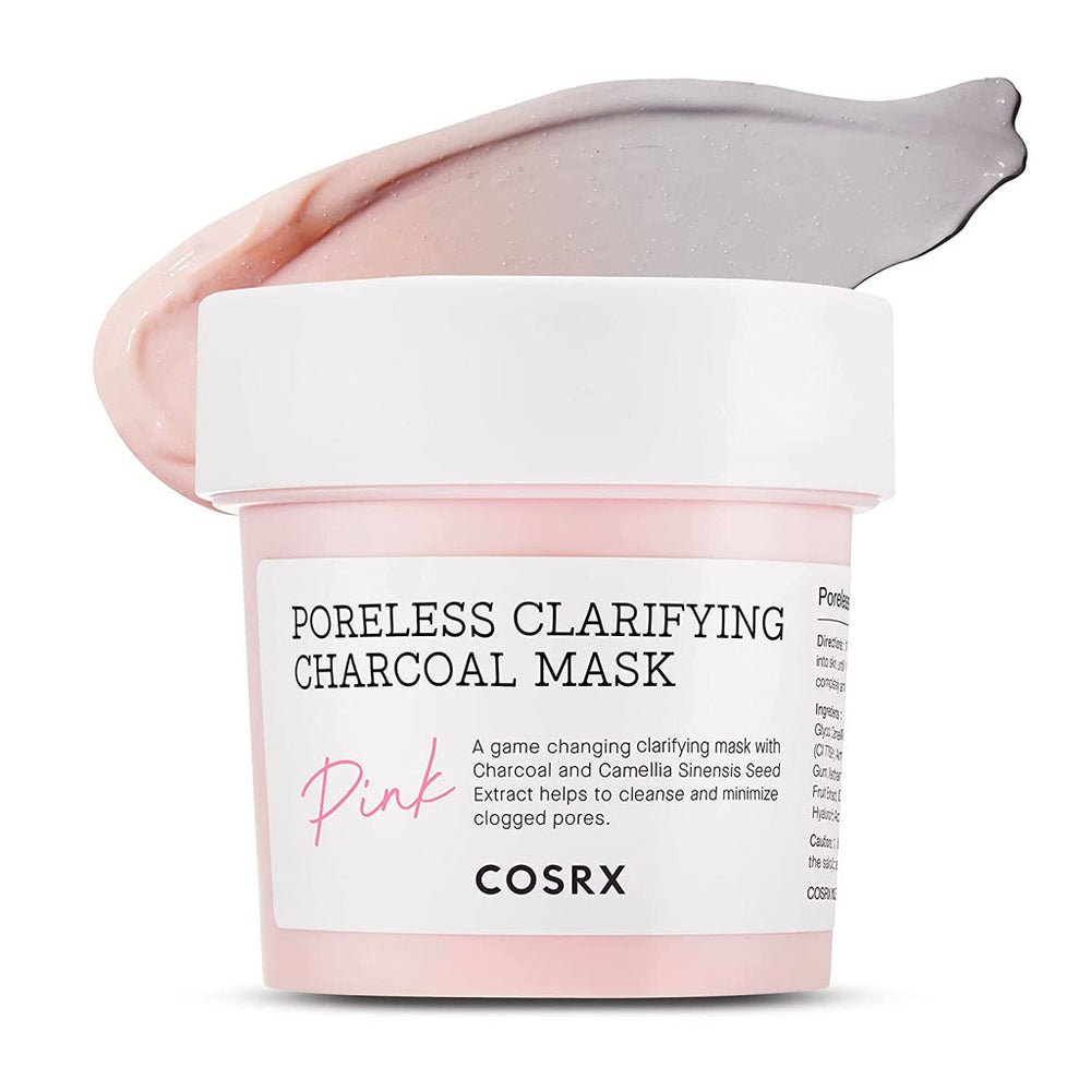 Cosrx Poreless Clarifying Charcoal Mask Pink 110g front packaging showing pink tube