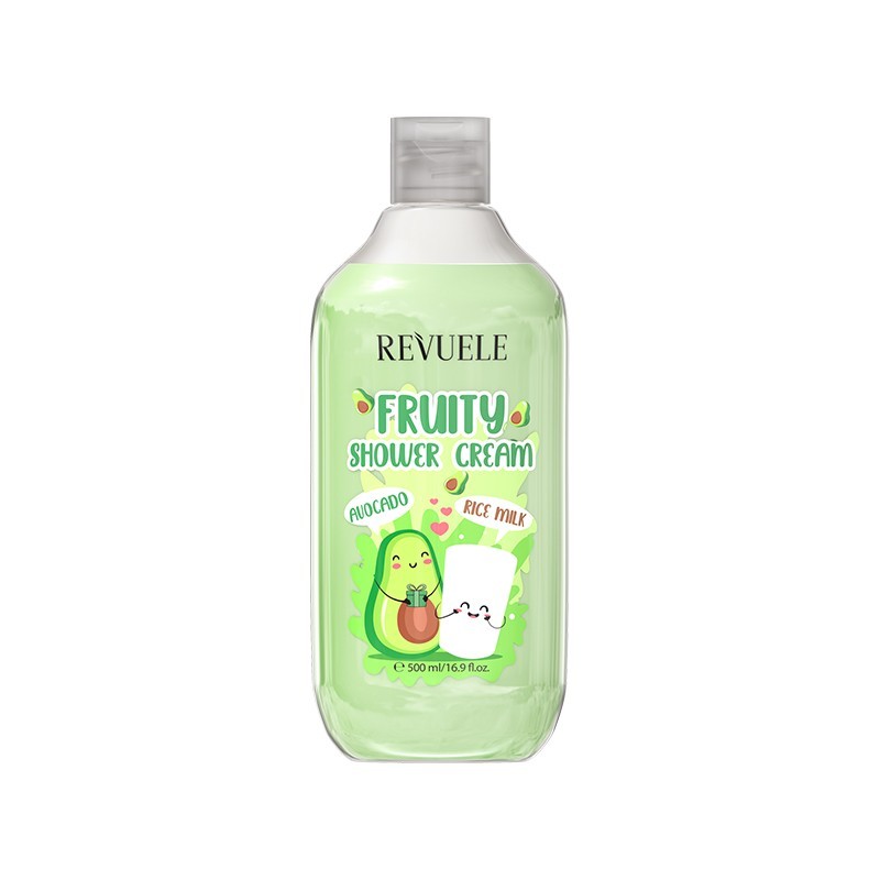 Revuele Fruity Shower Cream Avo & Rice Milk 500ml front bottle view