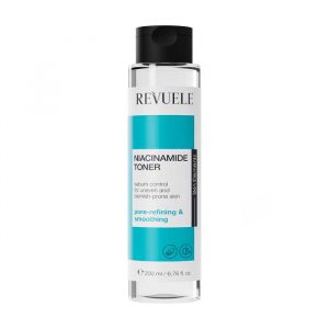 Revuele Niacinamide Toner 200ml bottle on a clean white surface, front view with label visible