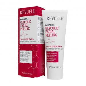 Revuele Easy Peel 10% Glycolic Acid 80ML bottle with dropper on white background