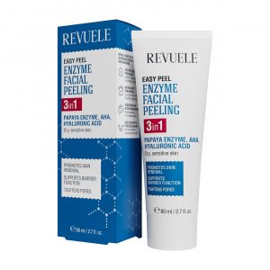 Revuele Easy Peel 3X1 Facial Peeling in a white tube with green accents, 80ml packaging