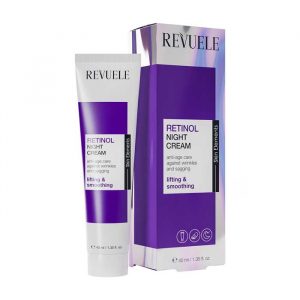Revuele Retinol Night Cream 40Ml jar on a sleek countertop