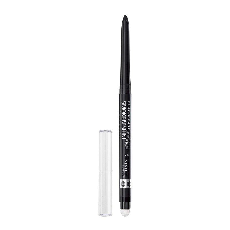 Rimmel Exaggerate Smoke'N Shine Eyeliner 001 in black with a retractable fine tip and built-in smudger