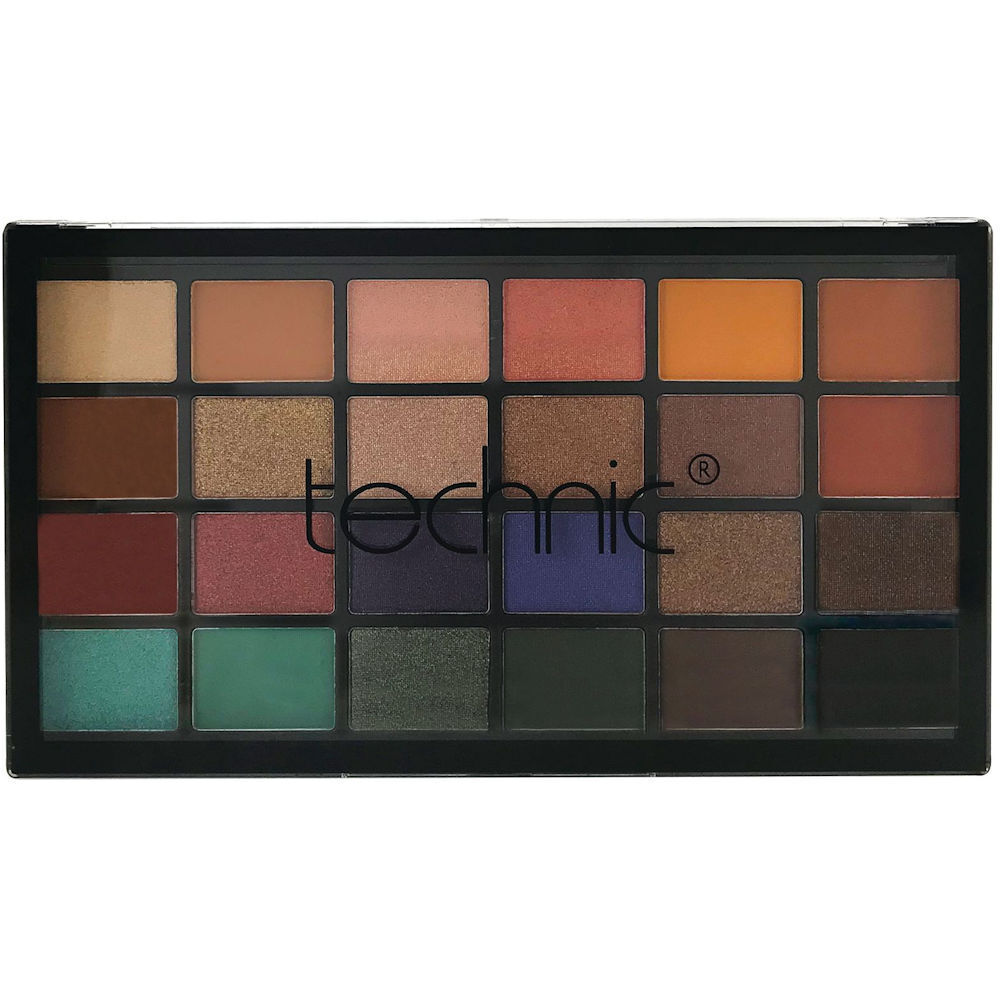 Technic 24 Colour Eye Shadow Palette with matte and shimmer shades in neutral, gold, bronze, red and brown tones