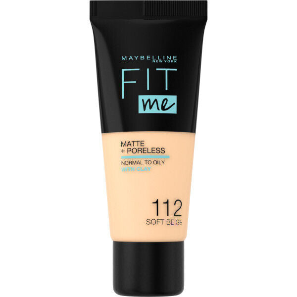 Maybelline Fit Me Matte & Poreless Foundation in Soft Beige 30ml bottle