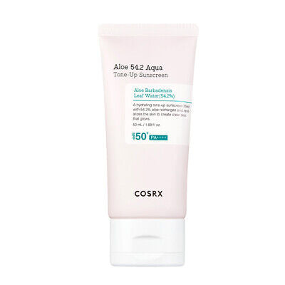 COSRX Aloe 54.2 Aqua Tone Up Sunscreen 50ml tube on white surface
