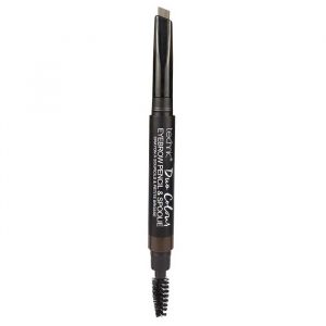 Technic Eyebrow Pencil + Brush Duo in Dark shade, pencil and spoolie brush on white background