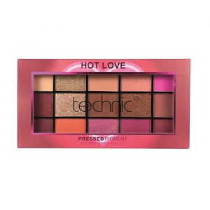 Technic Cosmetics Pressed Pigment Eyeshadow Palette Hot Love open with mirror and 8 shades arranged in two rows