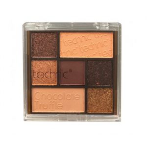 Technic Cosmetics Chocolate Truffle eyeshadow palette open showing seven shades from matte brown to shimmering gold