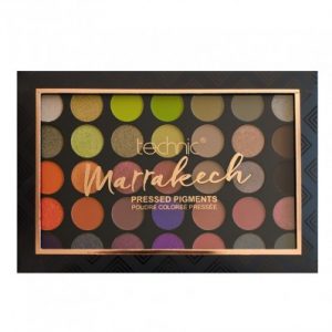 Technic Marrakech Eyeshadow Palette with 35 warm neutral and bold shades in a sleek black compact