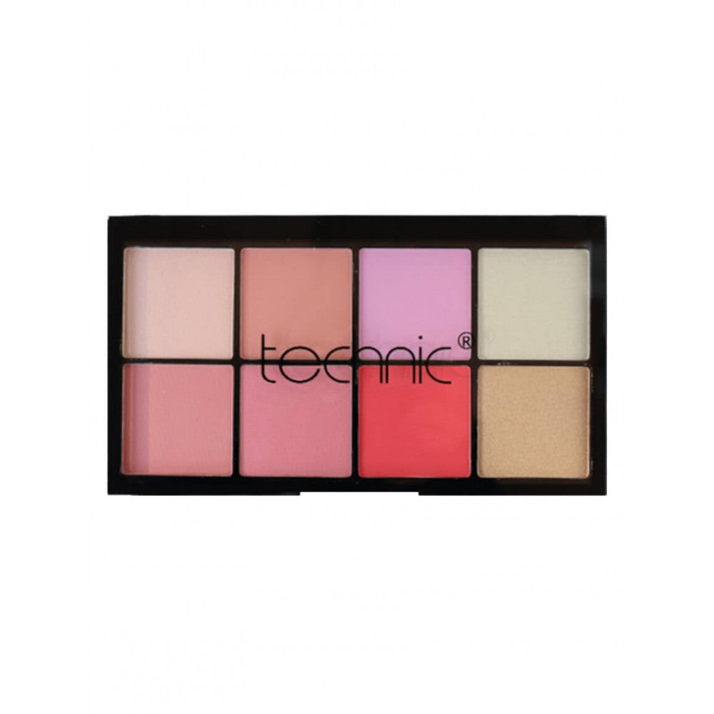 Technic Blush & Highlight Palette in Tropical Paradise with eight warm-toned shades from pink to bronze