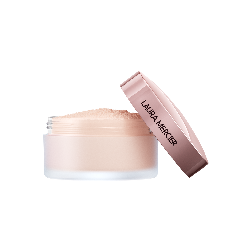 Laura Mercier Translucent Loose Setting Powder Tone-Up Rose 29G jar with pink-lid and translucent powder