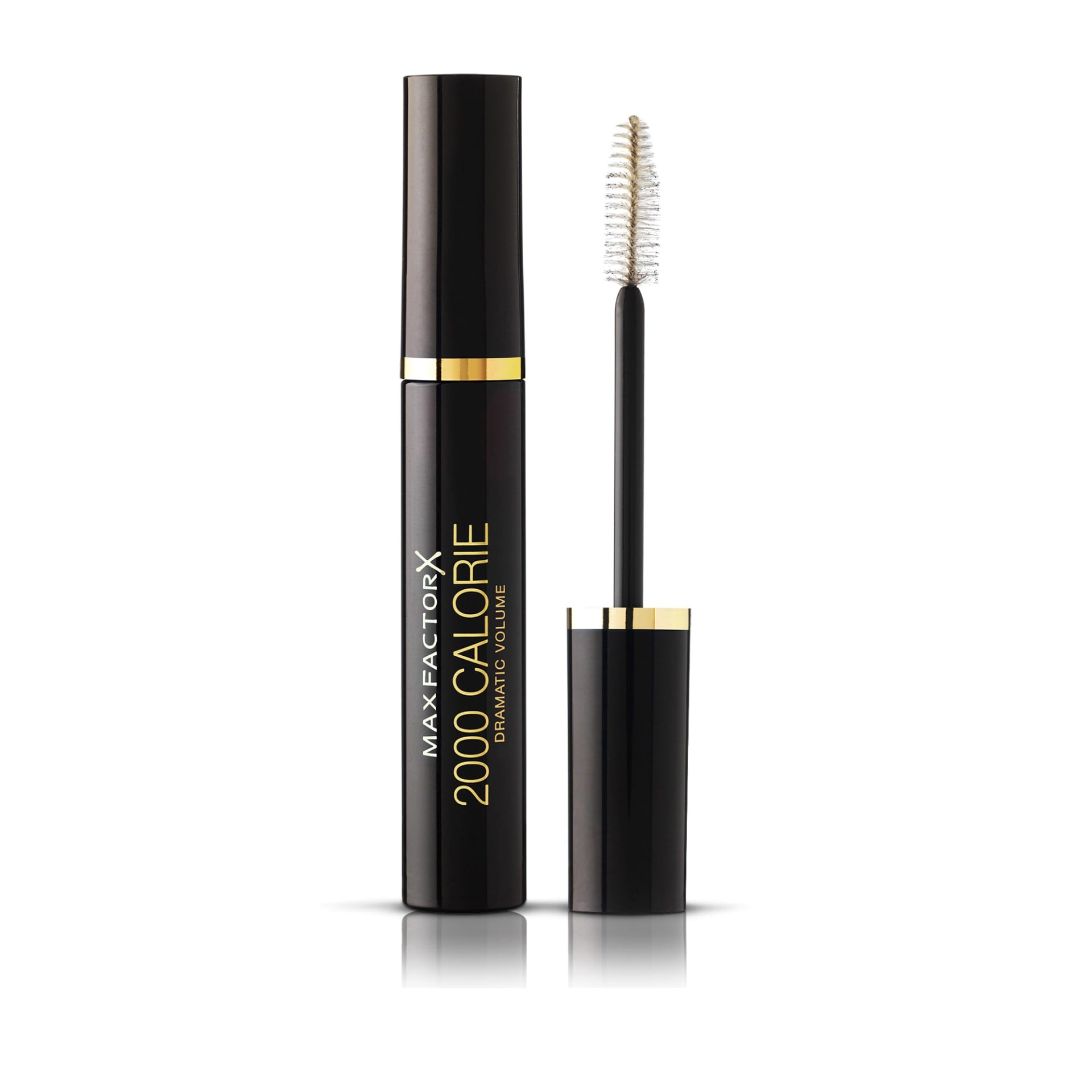 Max Factor 2000 Calorie Mascara in Black – iconic volumizing mascara tube with curved brush