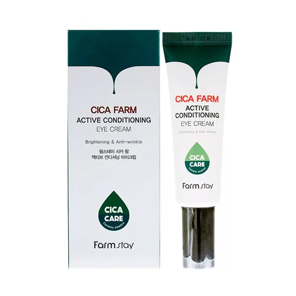 Farmstay Cica Farm Active Conditioning Eye Cream 50ml front packaging with green and white design