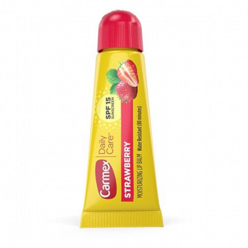 Carmex Strawberry Lip Balm Medicated in a squeezable tube, 10g